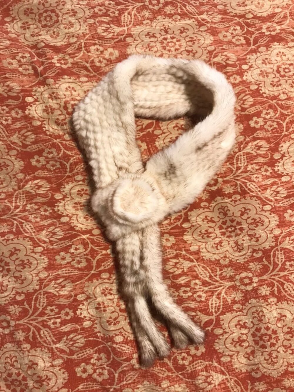 White Mink Pull Through Collar Scarf